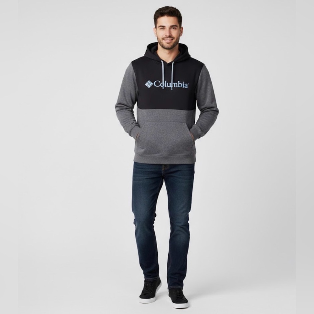 Columbia Men's Two-Tone Black and Gray Hoodie